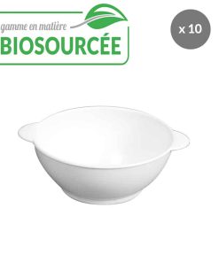 Bols à anses 50 cl en matière biosourcée – Lot de 10 – blanc