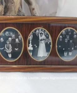 Ancien petit porte photo verre teinté 3 emplacements