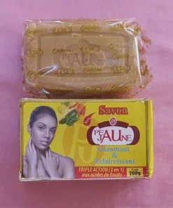 Savon gommant et éclaircissant PEAU JAUNE triple action 3 en 1 aux acides de fruits