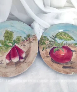 Duo assiettes dessert légumes peints main