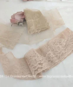 Duo de bandes de dentelles ancienne broderies sur tulle