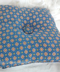 Petit coussin carré tissus bleu vintage