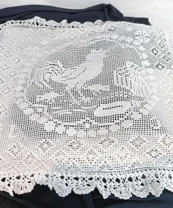 Ancienne taie d&rsquo;oreiller fait main crochet recto verso