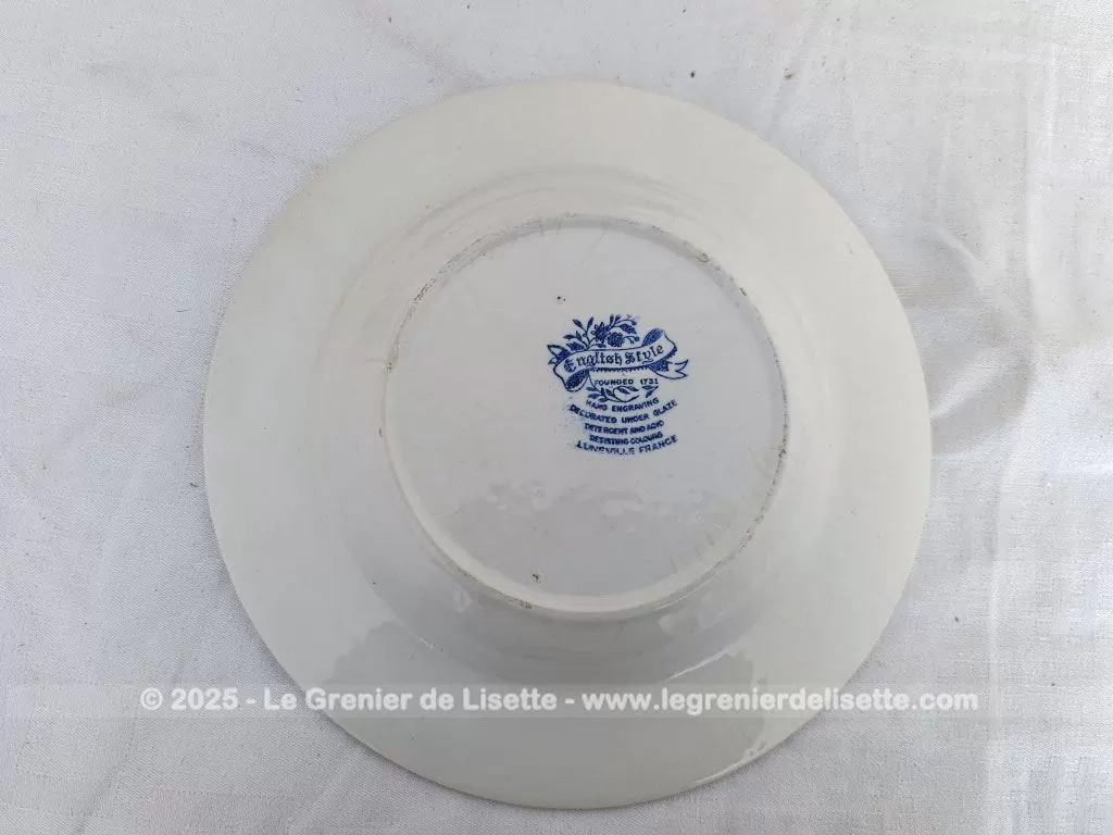 Trio assiettes creuses shabby « English Style » Luneville France – Image 6