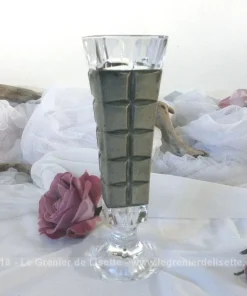 Vase soliflore en verre et étain